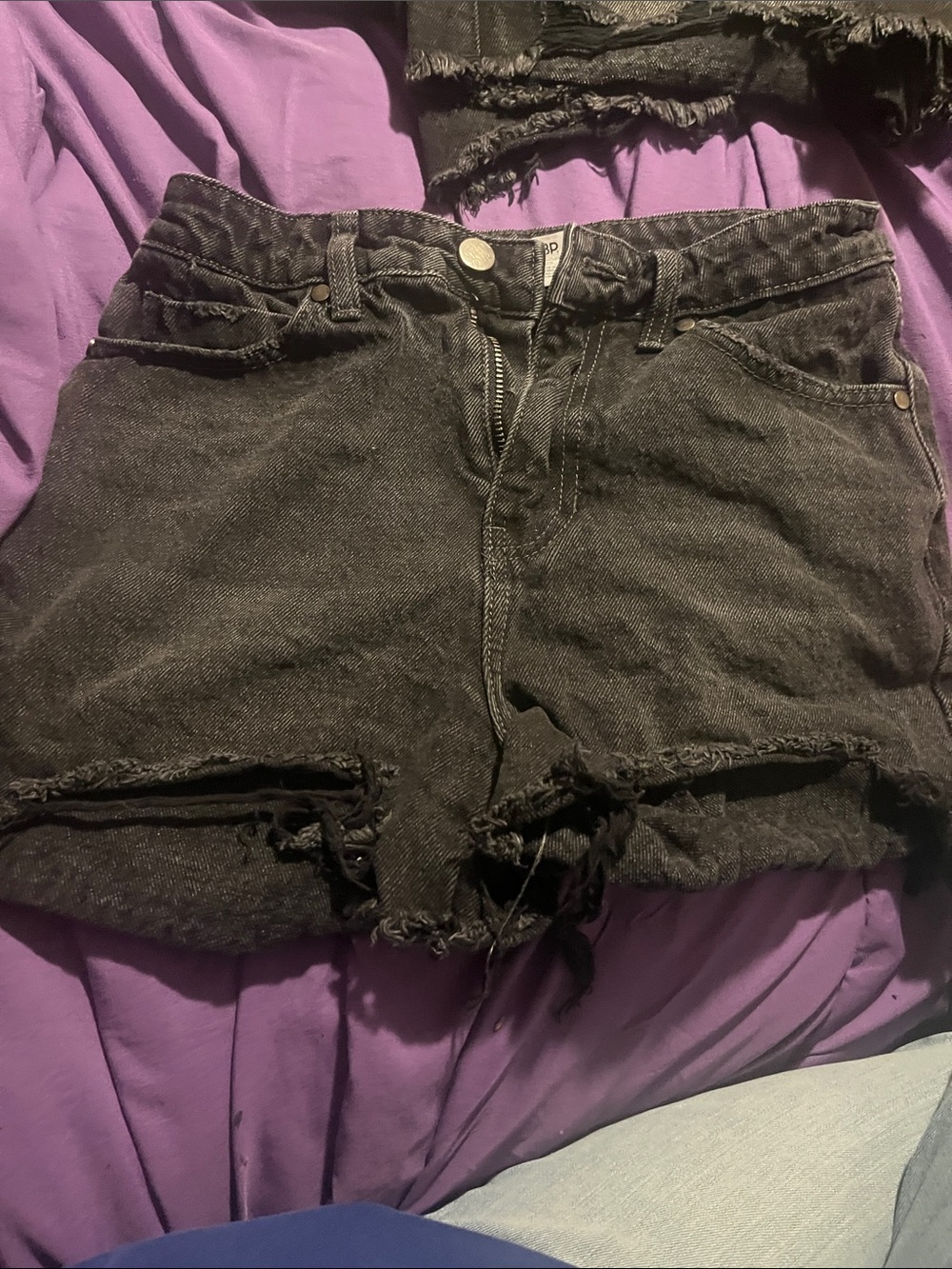 Nordstrom Black Distressed Cutoff Denim Shorts